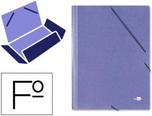 gomas folio 3 solapas carton simil prespan azul