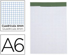 Bloc notas liderpapel cuadro 4 mm a6 80 hojas 60 g/m2 perforado sin tapa.