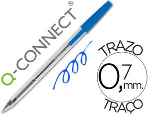 Boligrafo transparente q-connect azul