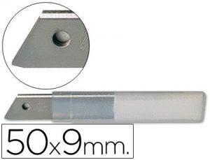 Repuesto cuter estrecho metalico q-connect 0,5x9 mm blister de 10 cuchillas.