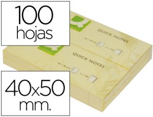 Bloc de notas adhesivas quita y pon q-connect 40x50 mm con 100 hojas.