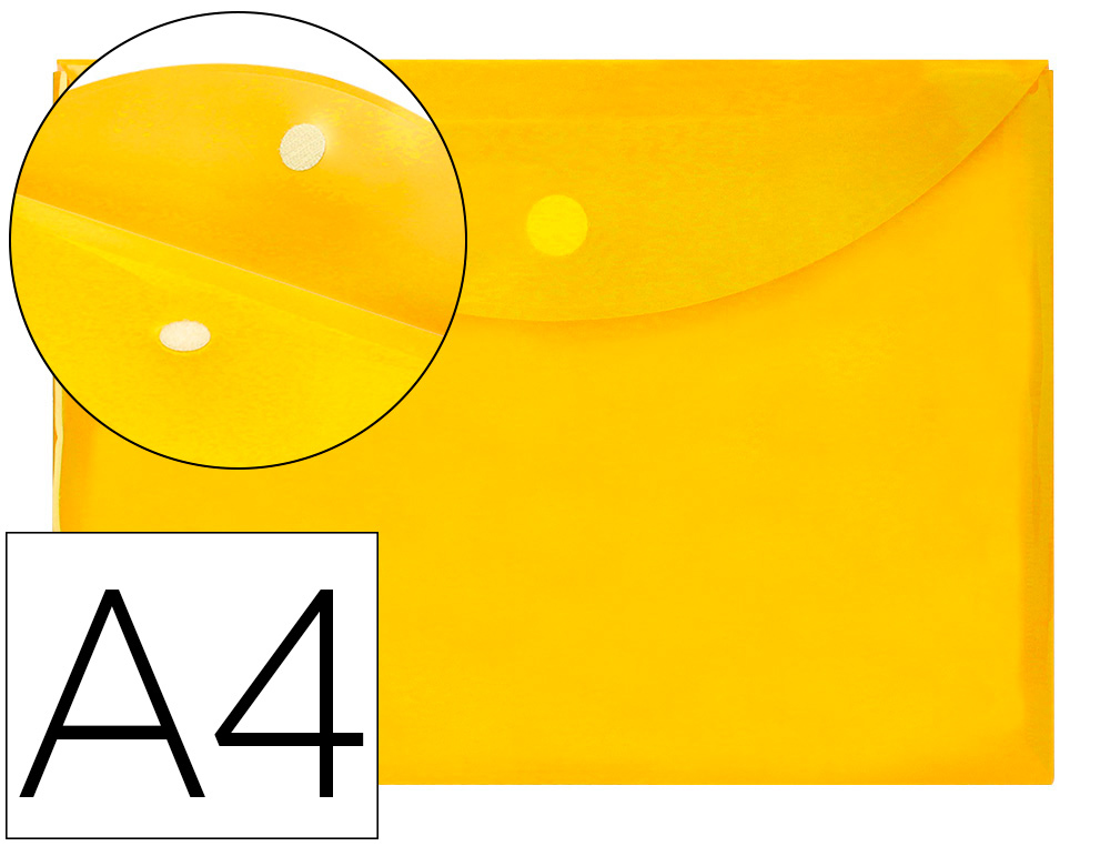 Sobre de polipropileno A-4 amarillo con velcro