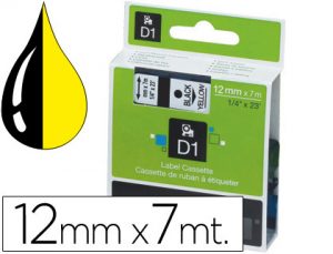 Cinta dymo 1000 negro-amarillo 12mm x 7mt d1.