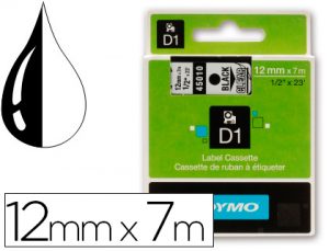 Cinta dymo negro transparente 12mm x7 mt d1.
