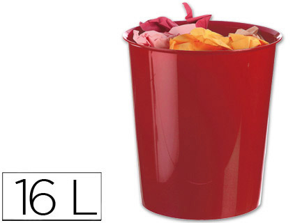 Papelera plastico q-connect rojo opaco 16 litros