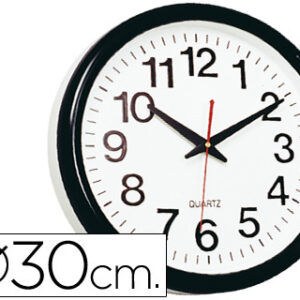 Reloj de pared negro oficina redondo 30 cm