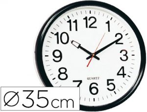 Reloj de pared negro oficina redondo 35 cm