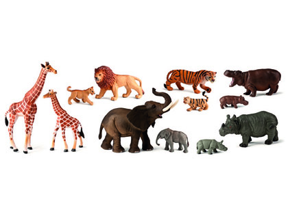 Juego animales selva con crías 12 figuras Miniland 3-9 años