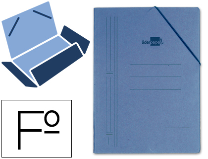 Carpeta de gomas folio 3 solapas cartón compacto azul